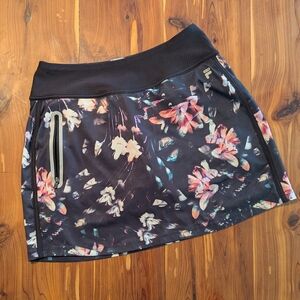 Fila Black Floral Skort with Zip Pocket